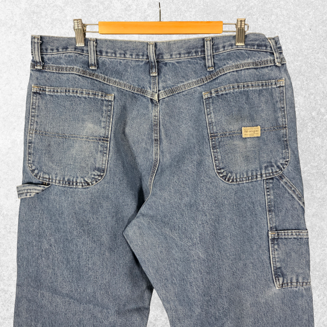 Wrangler Carpenter Jeans W40 L30 Relaxed Fit Blue Workwear Denim Men’s