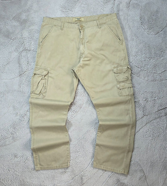 Wrangler Cargo Trousers Men’s Beige Straight Fit W40 L32 100% Cotton