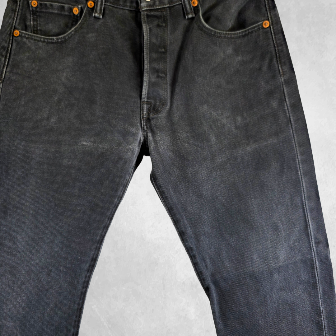 Levi’s 501 Jeans W30 L30 Black Vintage Y2K Straight Fit Button Fly Faded