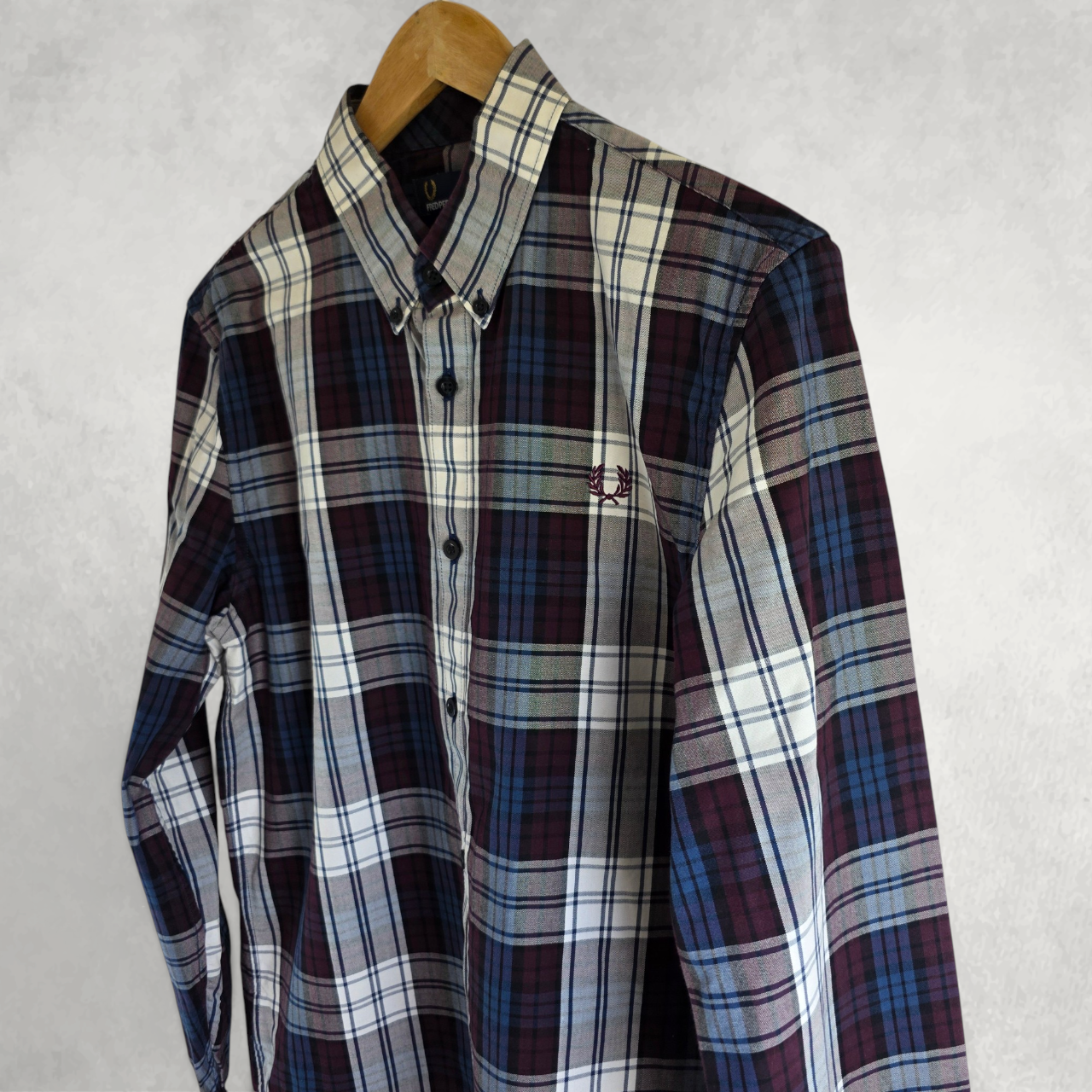 Fred Perry Check Shirt M Plaid Button Down Smart Casual Mod Style Cotton