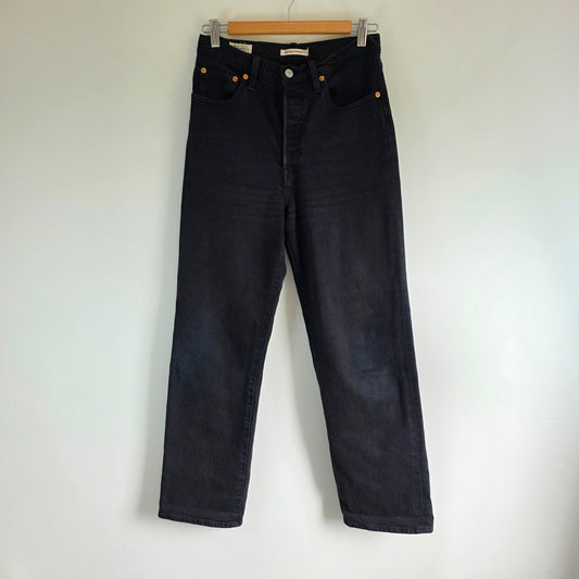 Levi's Ribcage Straight Jeans W27 L29 Black High Rise Women's Denim Y2K Mom Jean