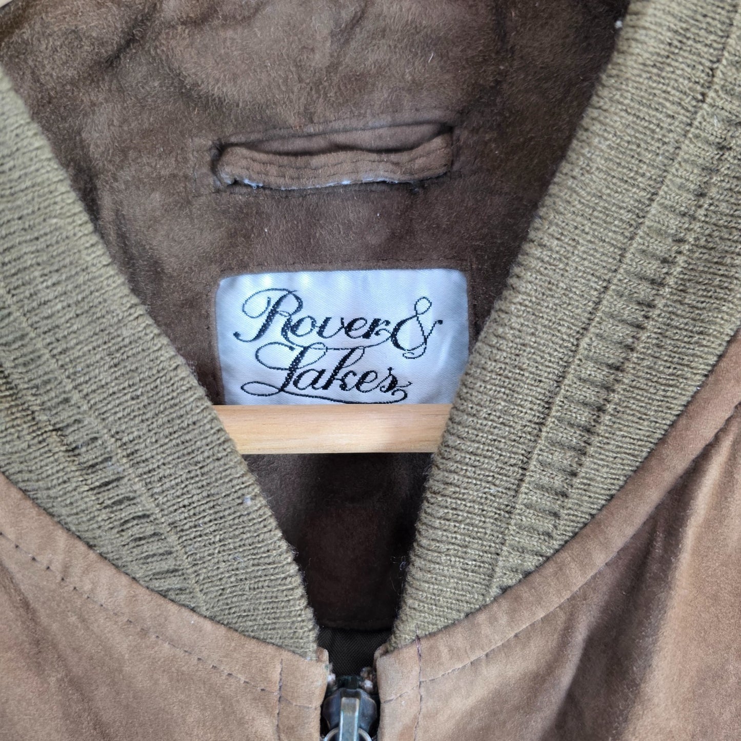 Vintage Rover & Lakes Suede Bomber Jacket Brown Mens L Germany Leather