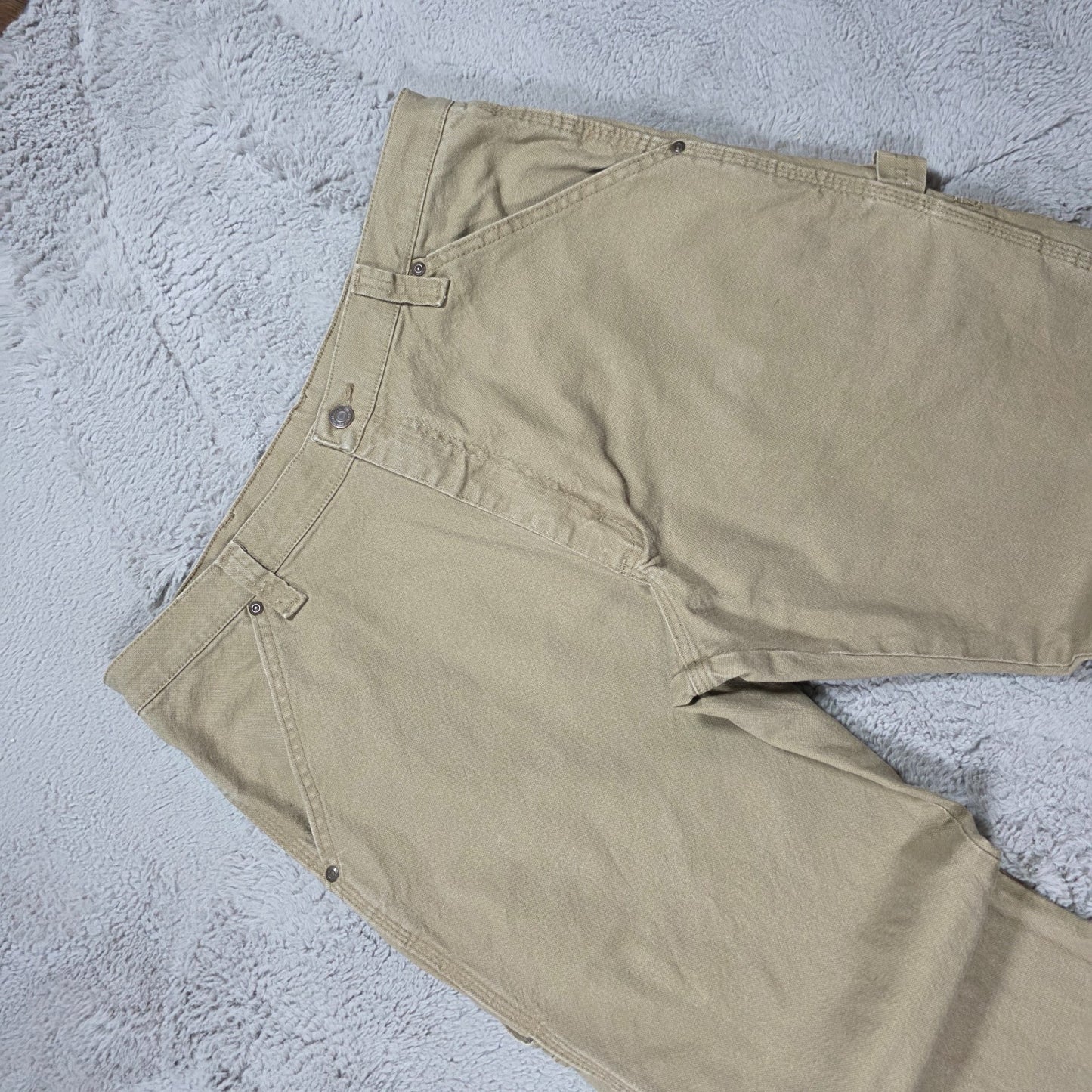 Wrangler Carpenter Beige Workwear Jeans W35 L32 Mexico 99% Cotton Straight Fit