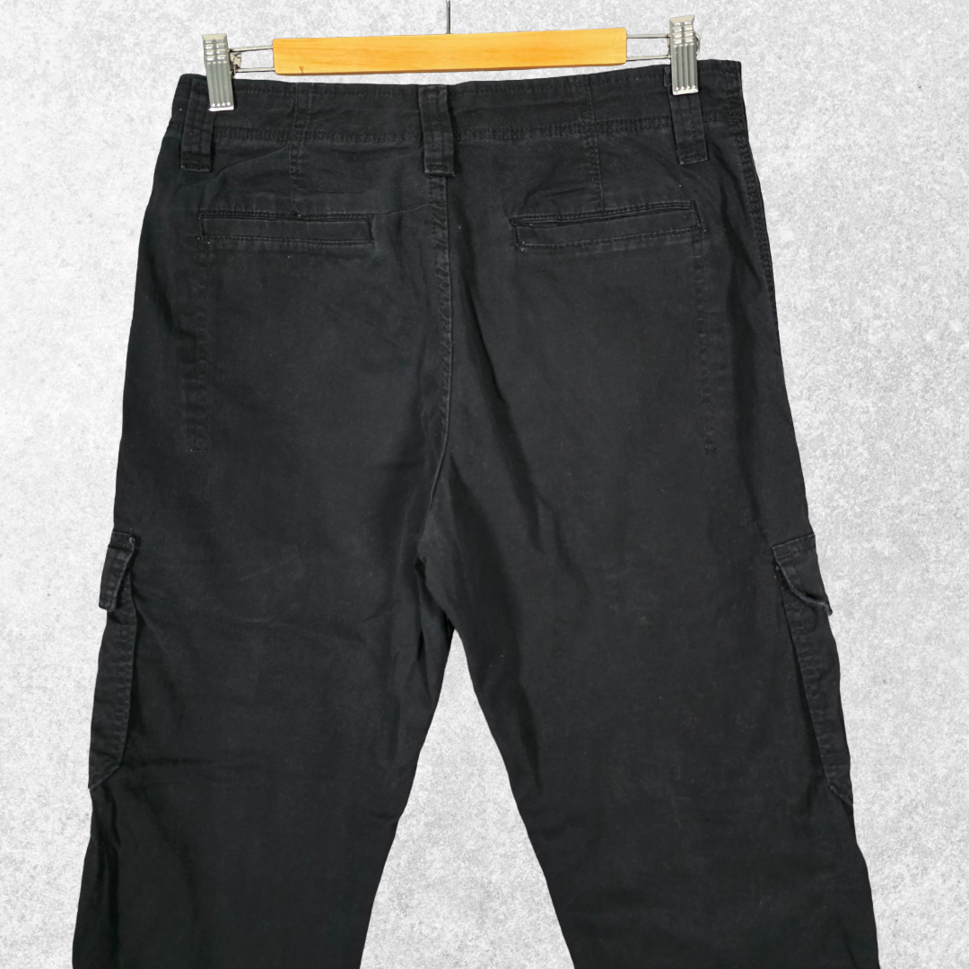 Wrangler Cargo Trousers W30 L30 Black Relaxed Fit Stretch Cotton Men’s
