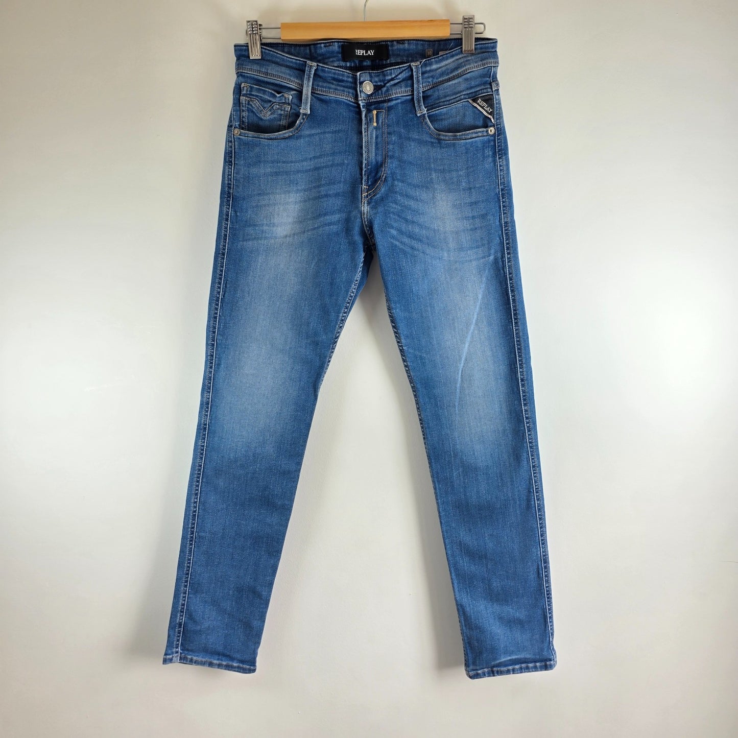 Replay Anbass Slim Fit Jeans Blue W30 L30 Men’s Stretch Denim Casual