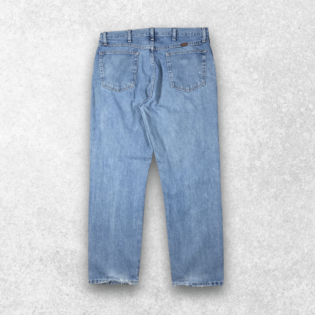 Rustler Jeans W36 L30 Blue Straight Fit Denim Mens Wrangler Workwear