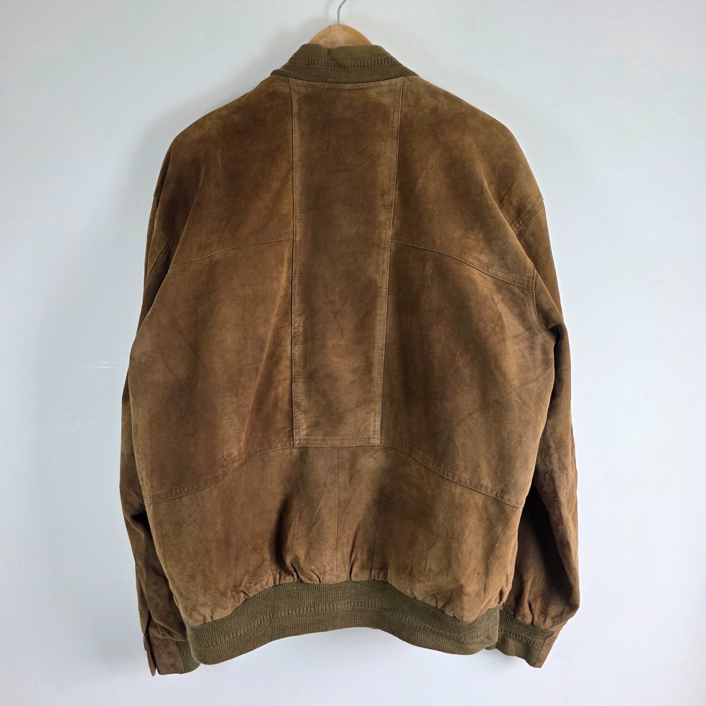 Vintage Rover & Lakes Suede Bomber Jacket Brown Mens L Germany Leather