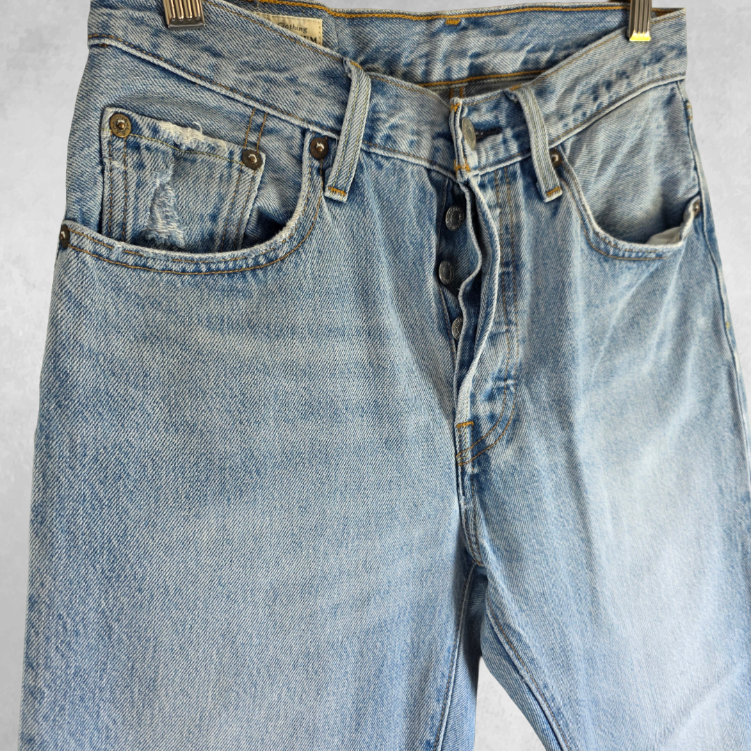 Levis 501 Womens Jeans W26 L26 Blue Straight Leg Denim Button Fly High Rise
