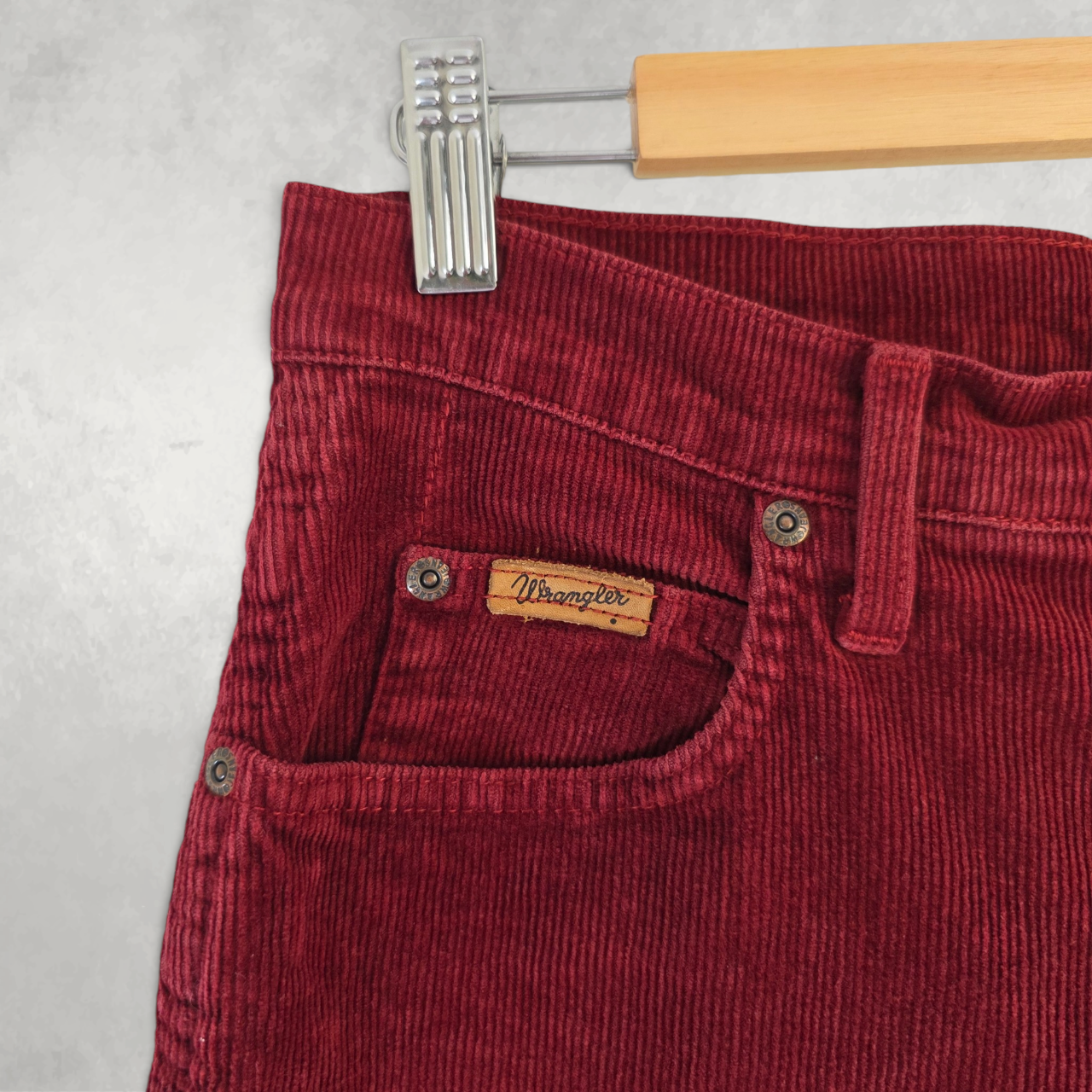 Wrangler Womens High Rise Corduroy Trousers Red Burgundy Straight Leg W30 L29