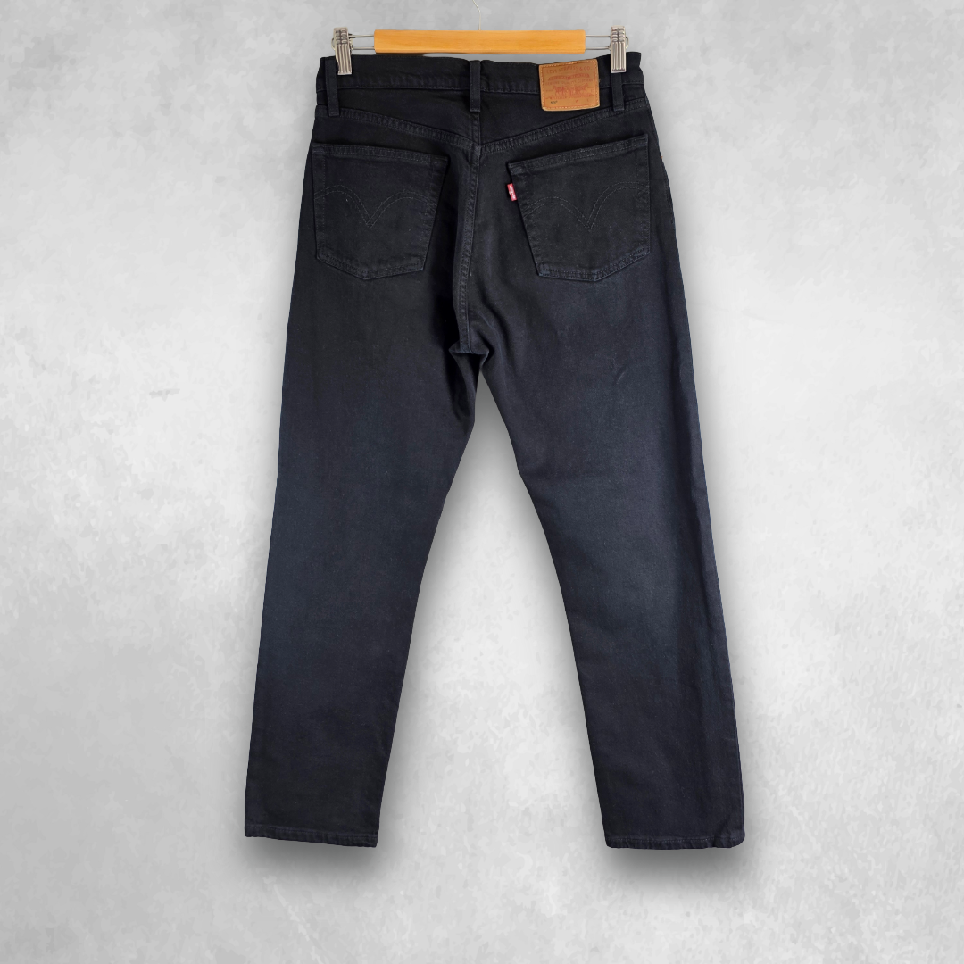 Levi’s 501 Jeans Women’s W28 L28 Black Straight Leg Mid High Rise Denim