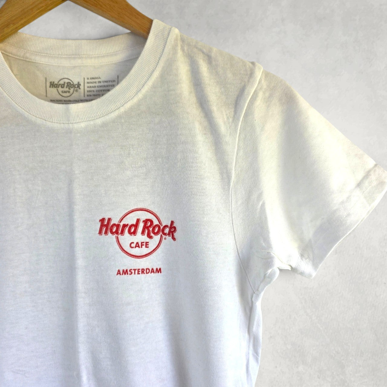 Hard Rock Cafe Amsterdam T Shirt White XS Travel Tourist Graphic Tee