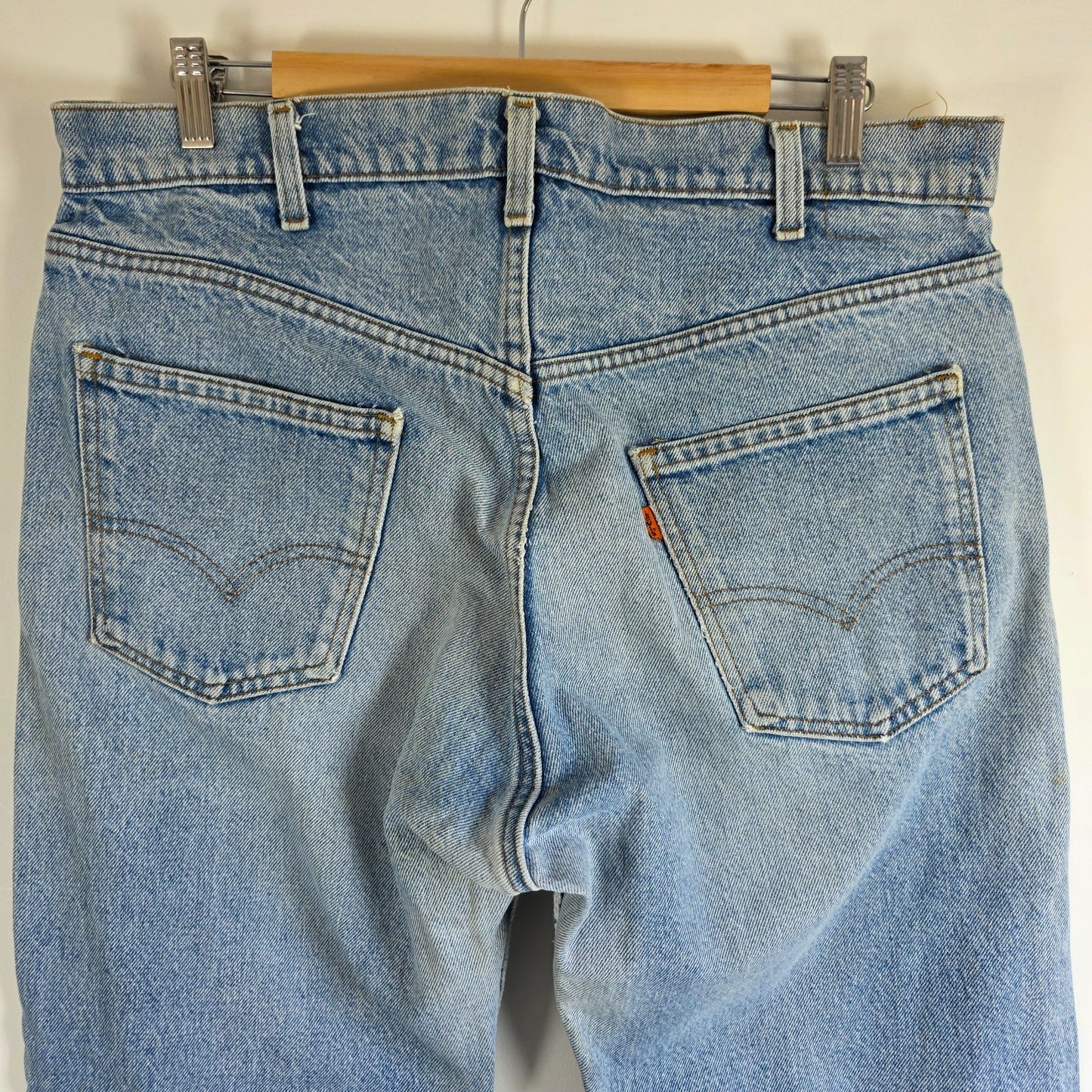 Levi’s 505 Jeans W36 L29 Blue Vintage 80s Orange Tab Made in USA Distressed