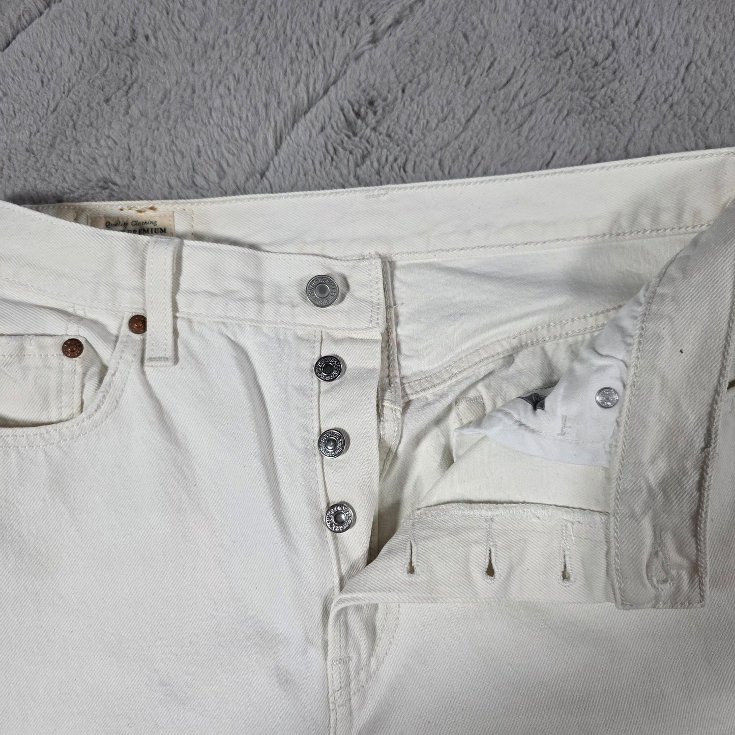 Levi’s 501 Mens White Jeans W29 L28 Button Fly Straight Leg