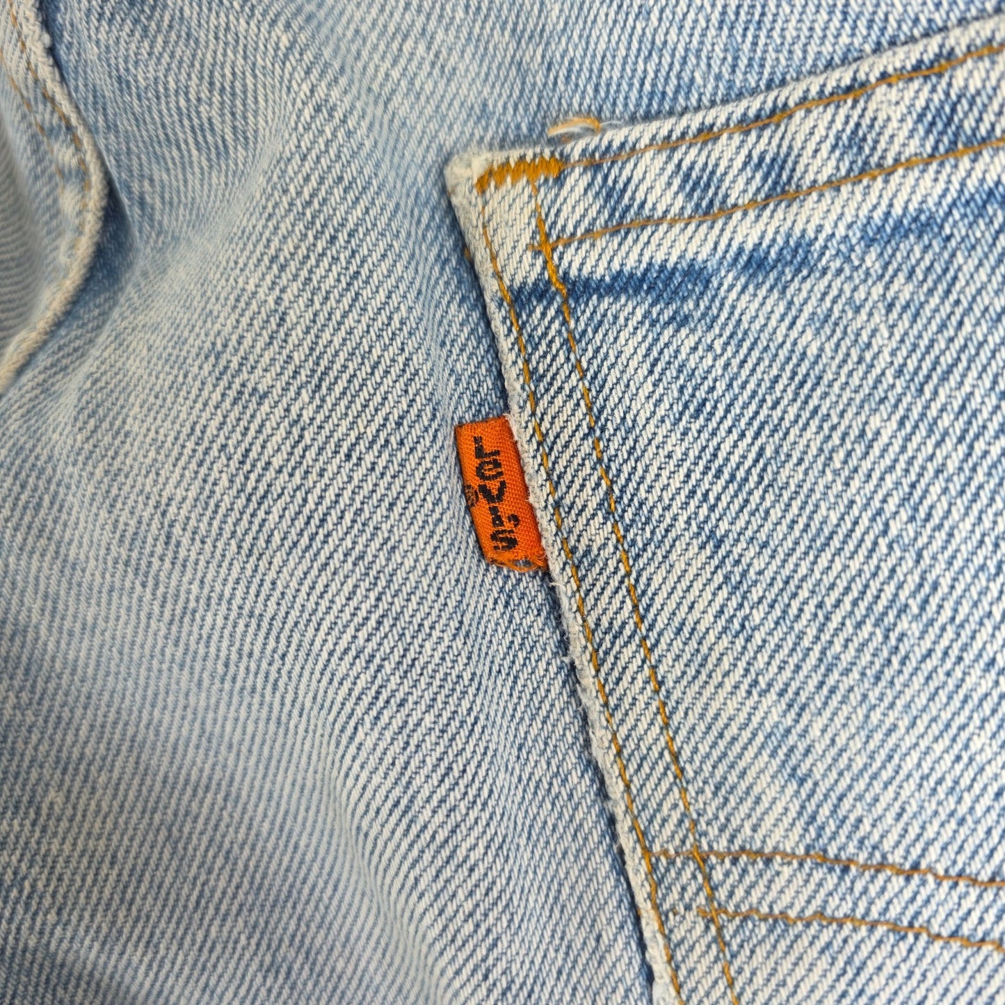 Levi’s 505 Jeans W36 L29 Blue Vintage 80s Orange Tab Made in USA Distressed