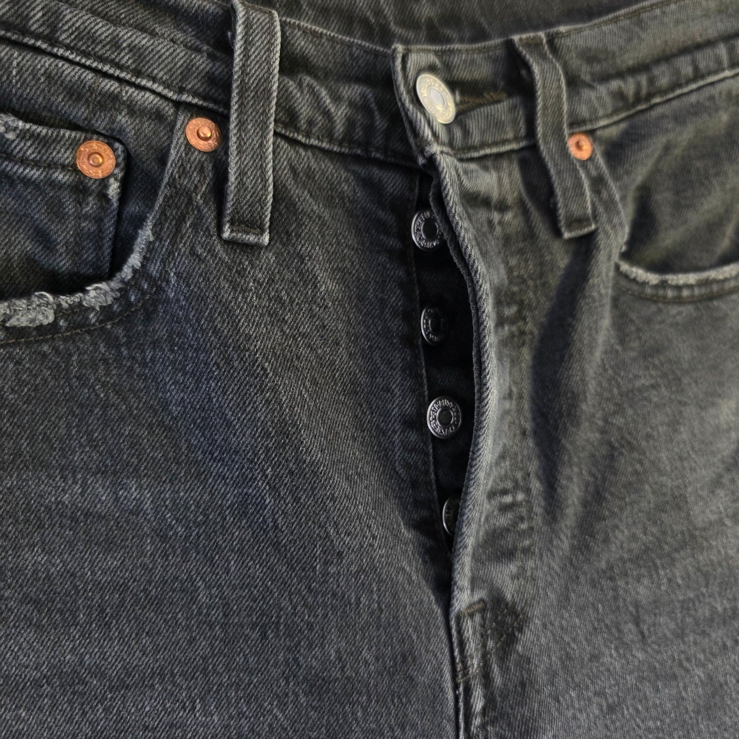 Levi’s 501 S Skinny Jeans W27 L28 Black Faded Stretch Denim Women’s High Rise