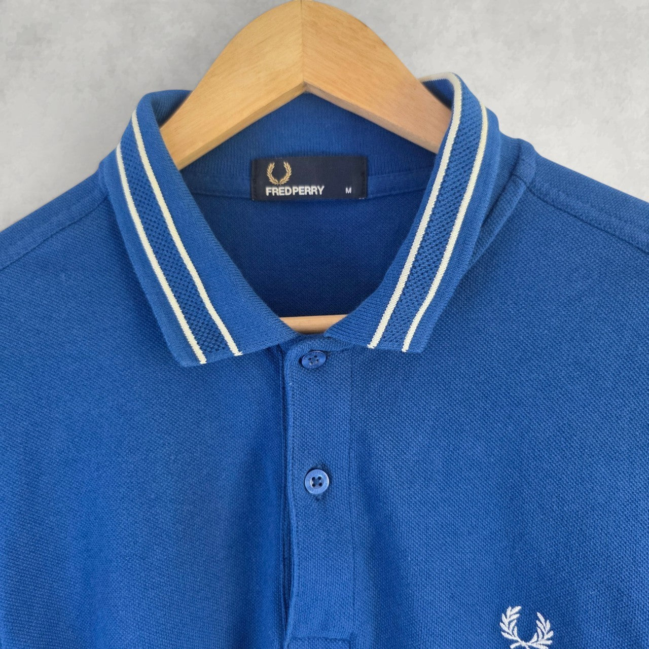 Fred Perry Twin Tipped Polo Shirt Blue Cotton Mod Casual Men’s Medium M