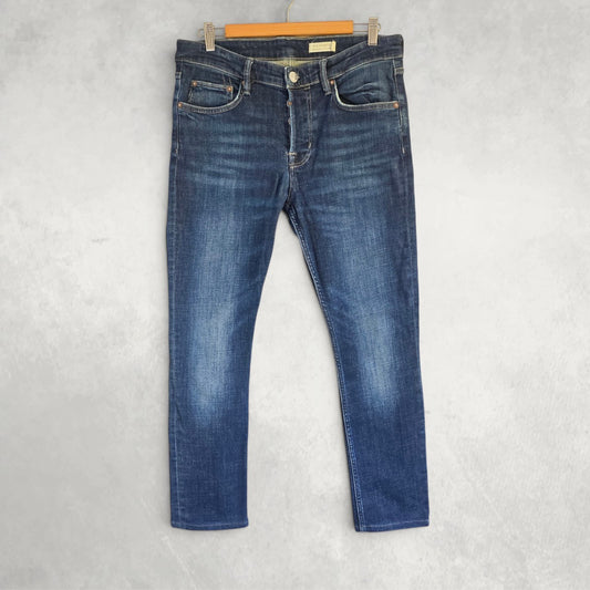 AllSaints Cigarette Jeans W33 L28 Blue Skinny Slim Stretch Designer Denim Mens
