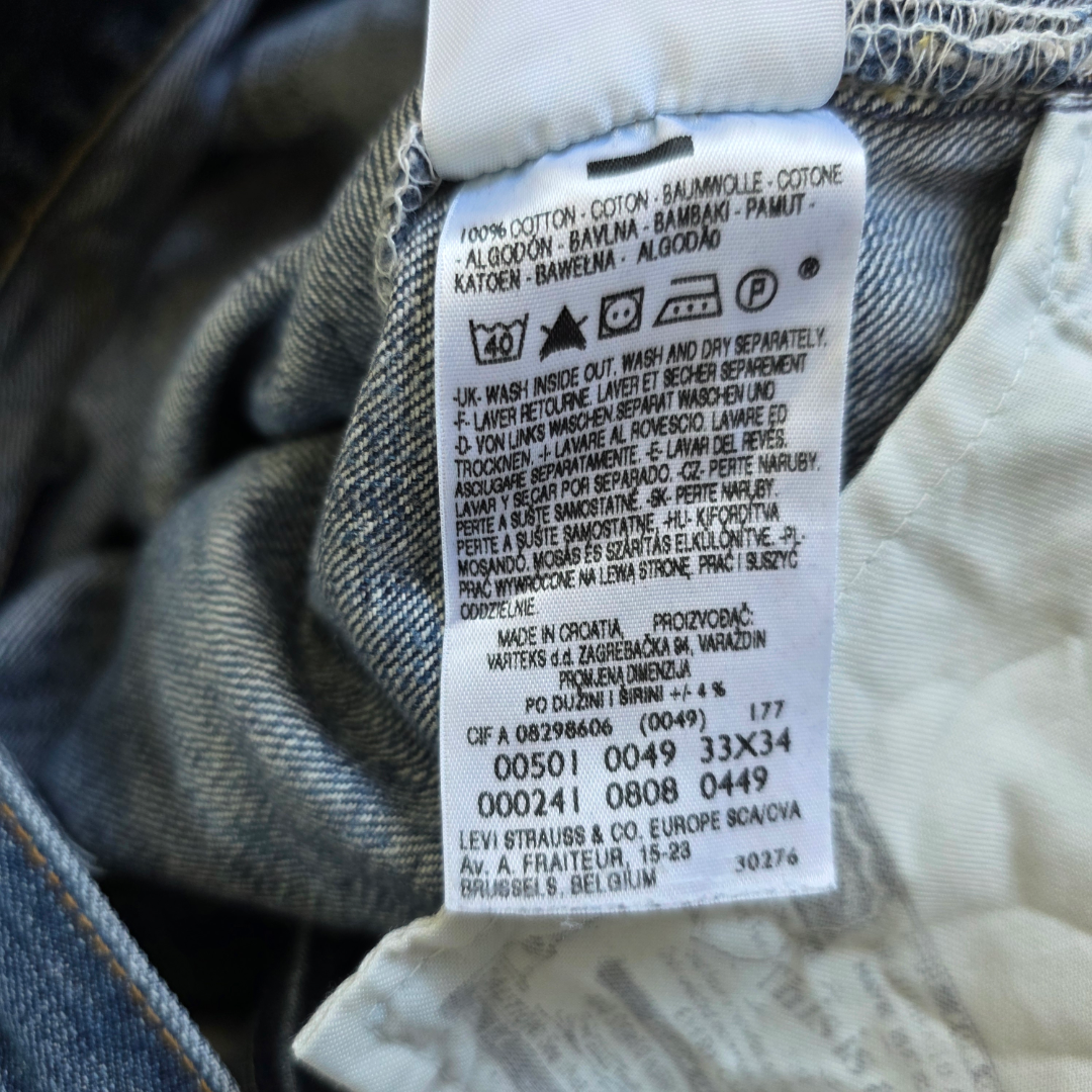 Levis 501 Jeans Mens W32 L33 (Tag W33 L34) Blue Straight Leg Denim Button Fly