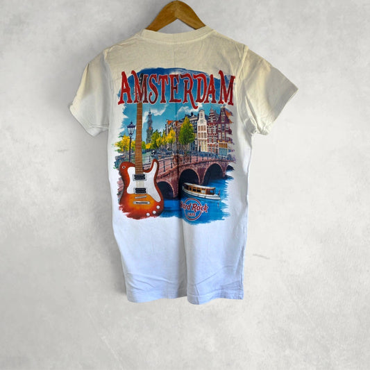 Hard Rock Cafe Amsterdam T Shirt White XS Travel Tourist Graphic Tee