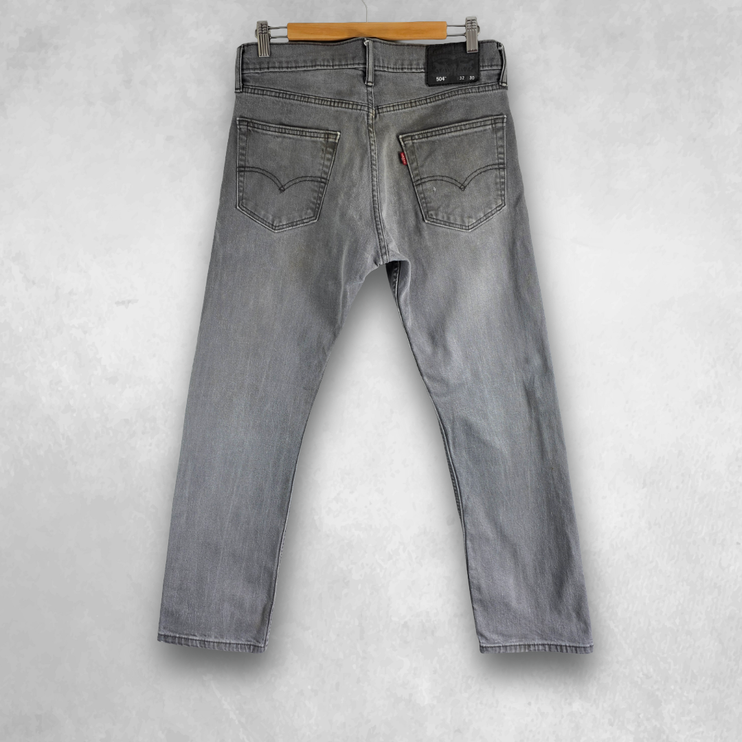 Levi’s 504 Straight Jeans Men’s W32 L29 Grey Faded Grunge Denim