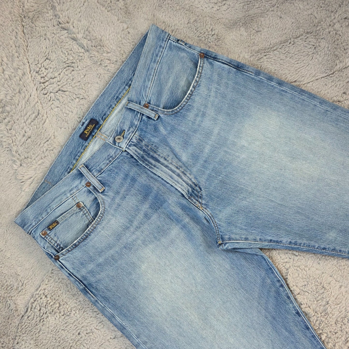 Polo Ralph Lauren Thompson Relaxed Jeans W36 L32 Light Wash Blue Denim