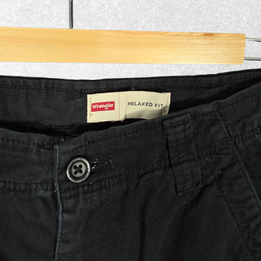 Wrangler Cargo Trousers W30 L30 Black Relaxed Fit Stretch Cotton Men’s