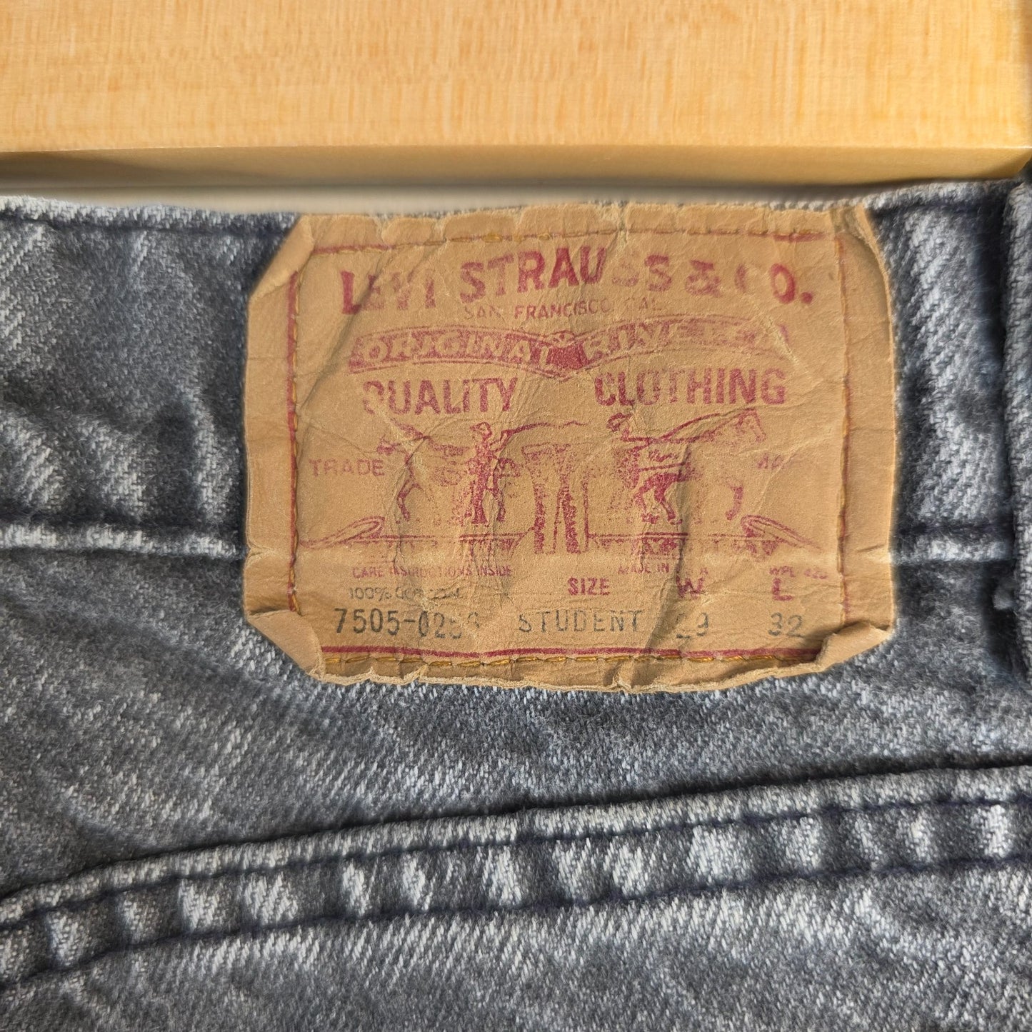 Levi’s 7505 Student Jeans W27 L31 (W29 L32) Grey Acid Wash Made in USA Vintage