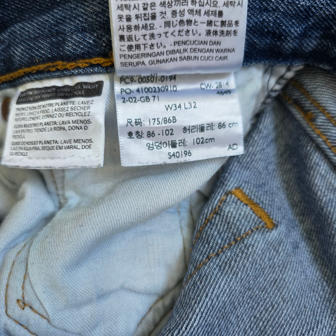 Levis 501 Jeans Mens W31 L30 (Tag W34 L32) Blue Straight Leg Denim Button Fly