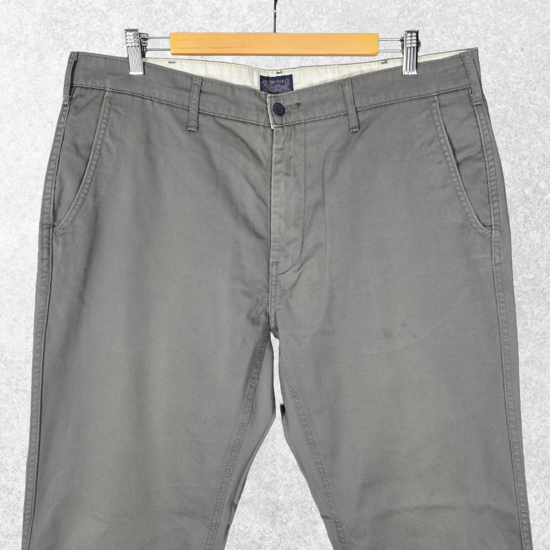 Levi’s Straight Fit Chino Trousers W36 L34 Grey Stretch Cotton Men’s