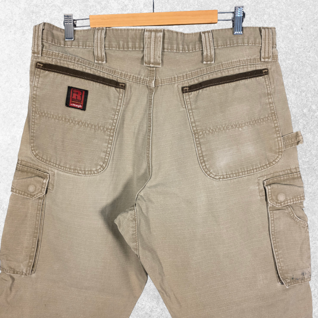 Wrangler Riggs Carpenter Trousers W36 L30 Relaxed Fit Beige Workwear Men’s