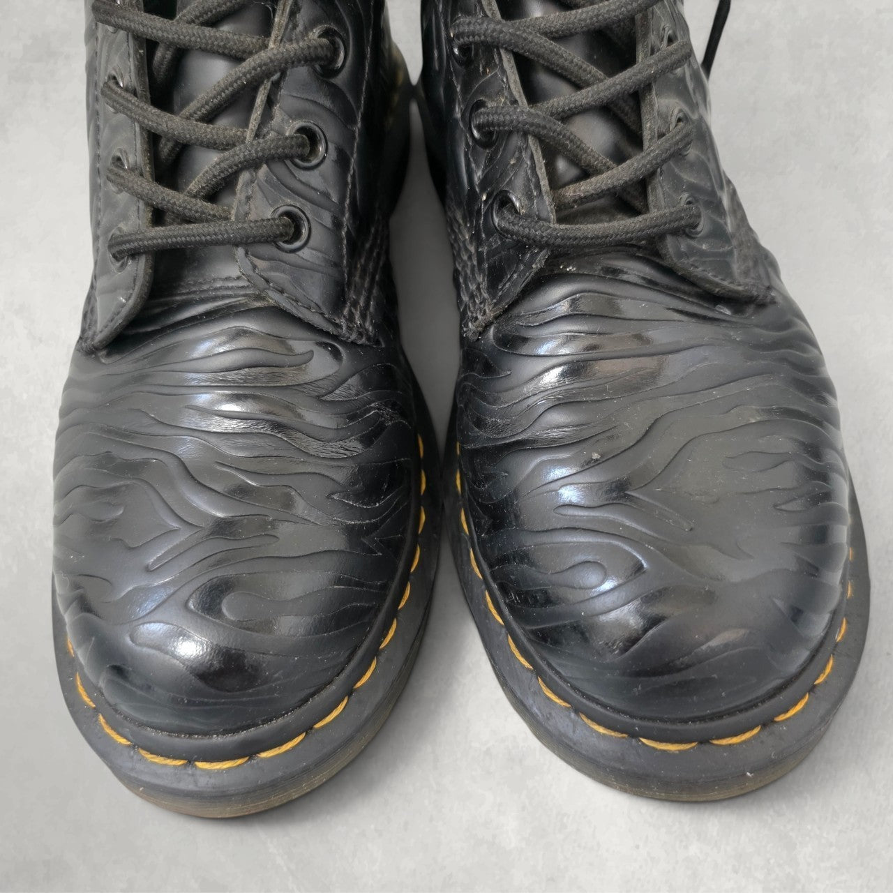 Dr Martens 1460 Pascal Zebra Emboss Boots UK 5 EU 38 Black Leather Chunky Grunge