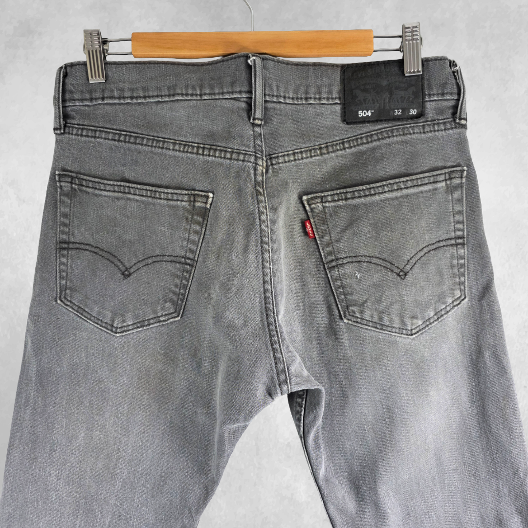 Levi’s 504 Straight Jeans Men’s W32 L29 Grey Faded Grunge Denim