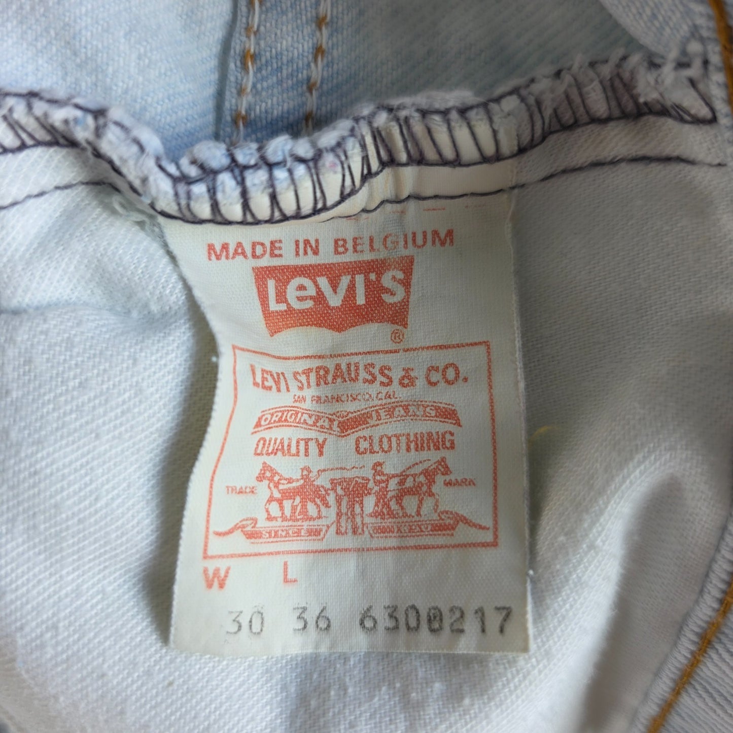 Levi’s Vintage Orange Tab Jeans W28 L31 Light Blue Straight Leg Belgium