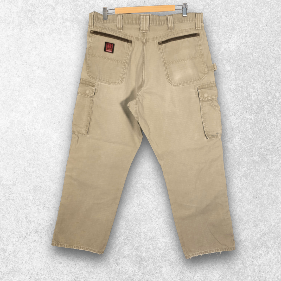 Wrangler Riggs Carpenter Trousers W36 L30 Relaxed Fit Beige Workwear Men’s