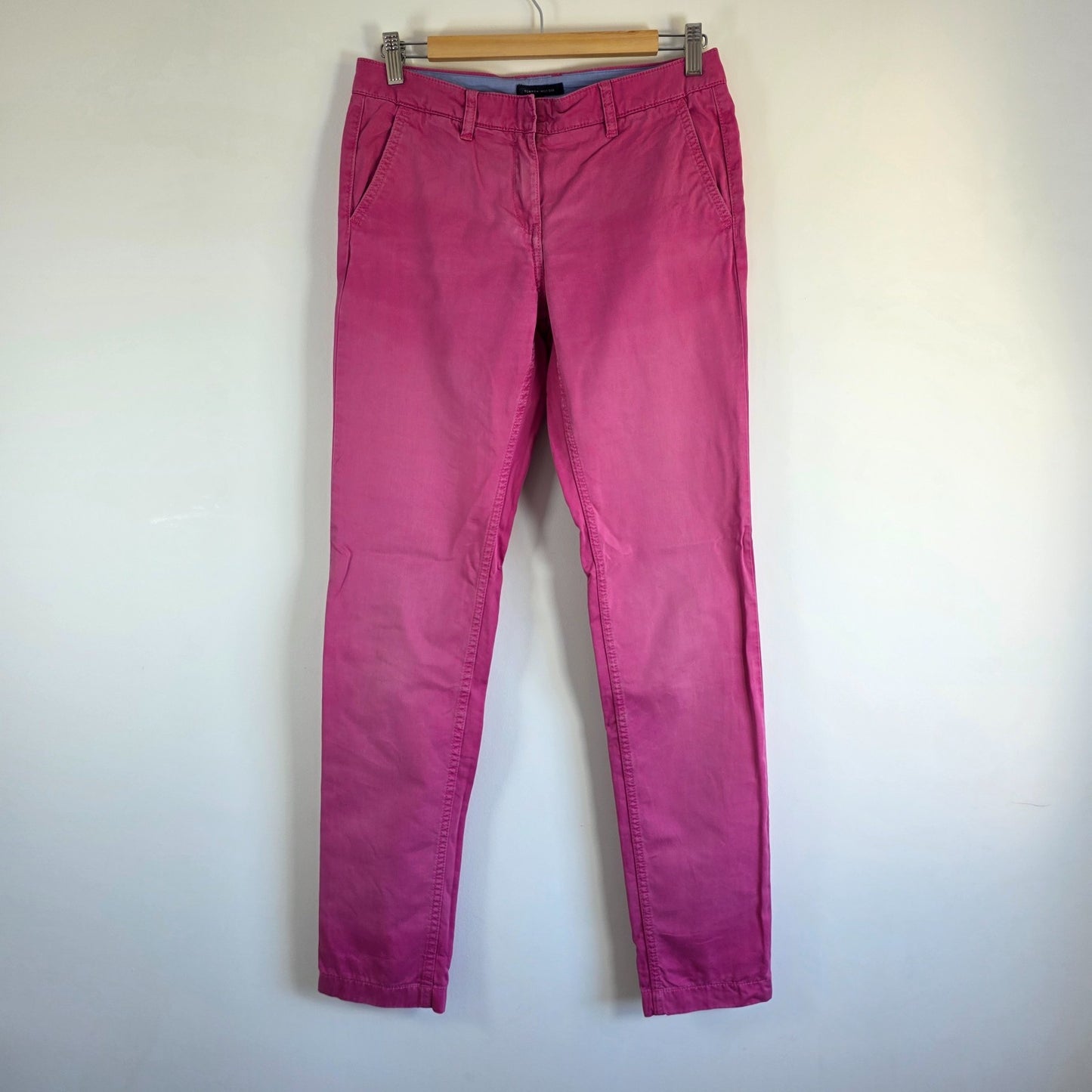 Tommy Hilfiger Rome Chino Trousers Women's UK 10-12 Pink Straight Fit Cotton