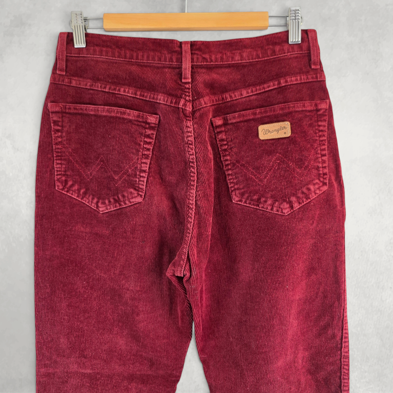 Wrangler Womens High Rise Corduroy Trousers Red Burgundy Straight Leg W30 L29