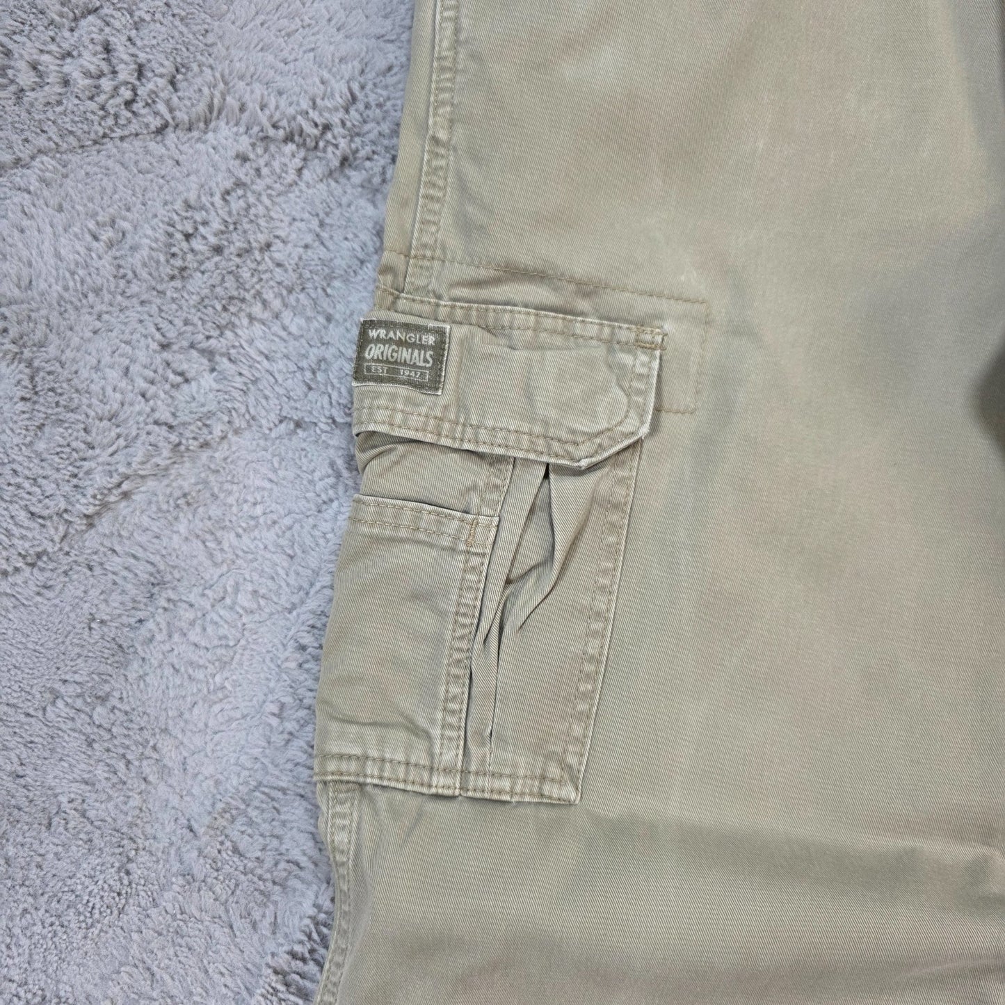 Wrangler Cargo Trousers Men’s Stone Beige Straight Fit W36 L34 100% Cotton