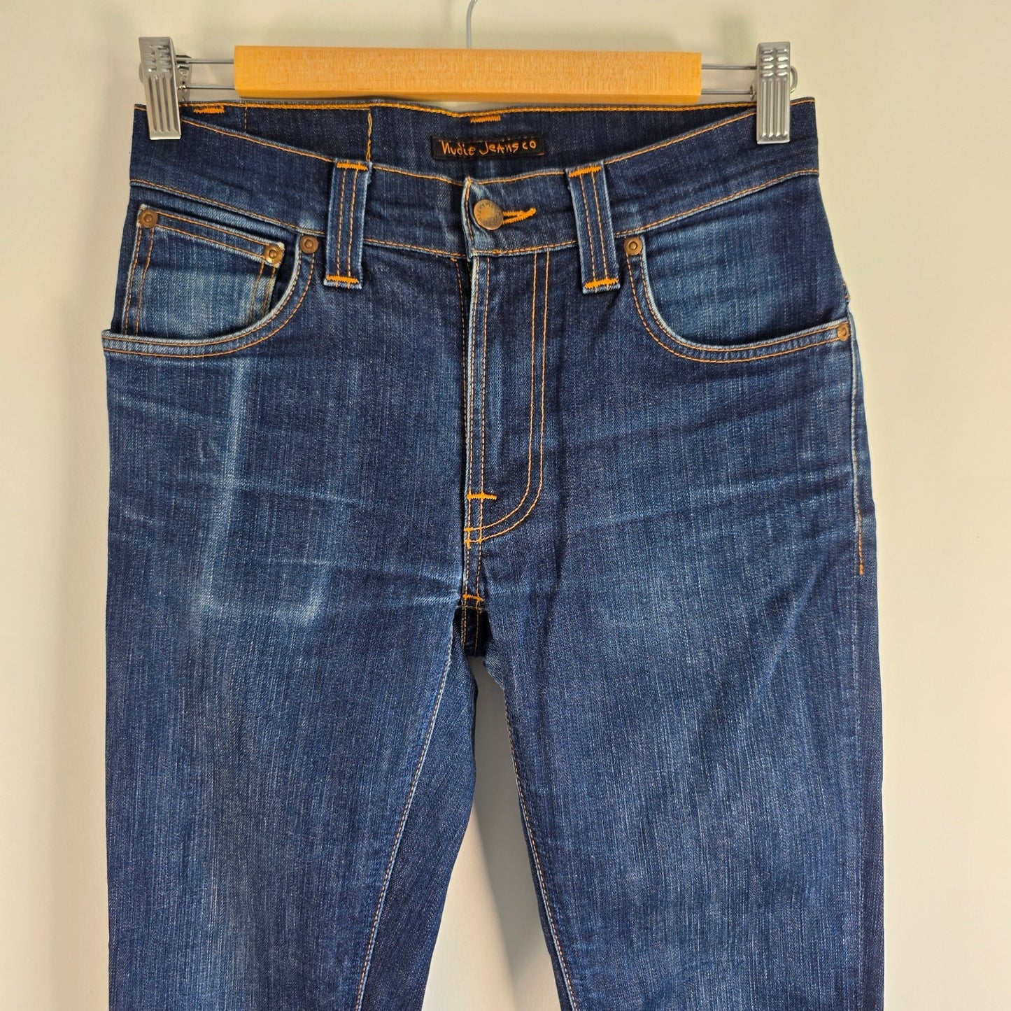Nudie Jeans Thin Finn Mens W28 L30 Blue Slim Fit Stretch Organic Denim