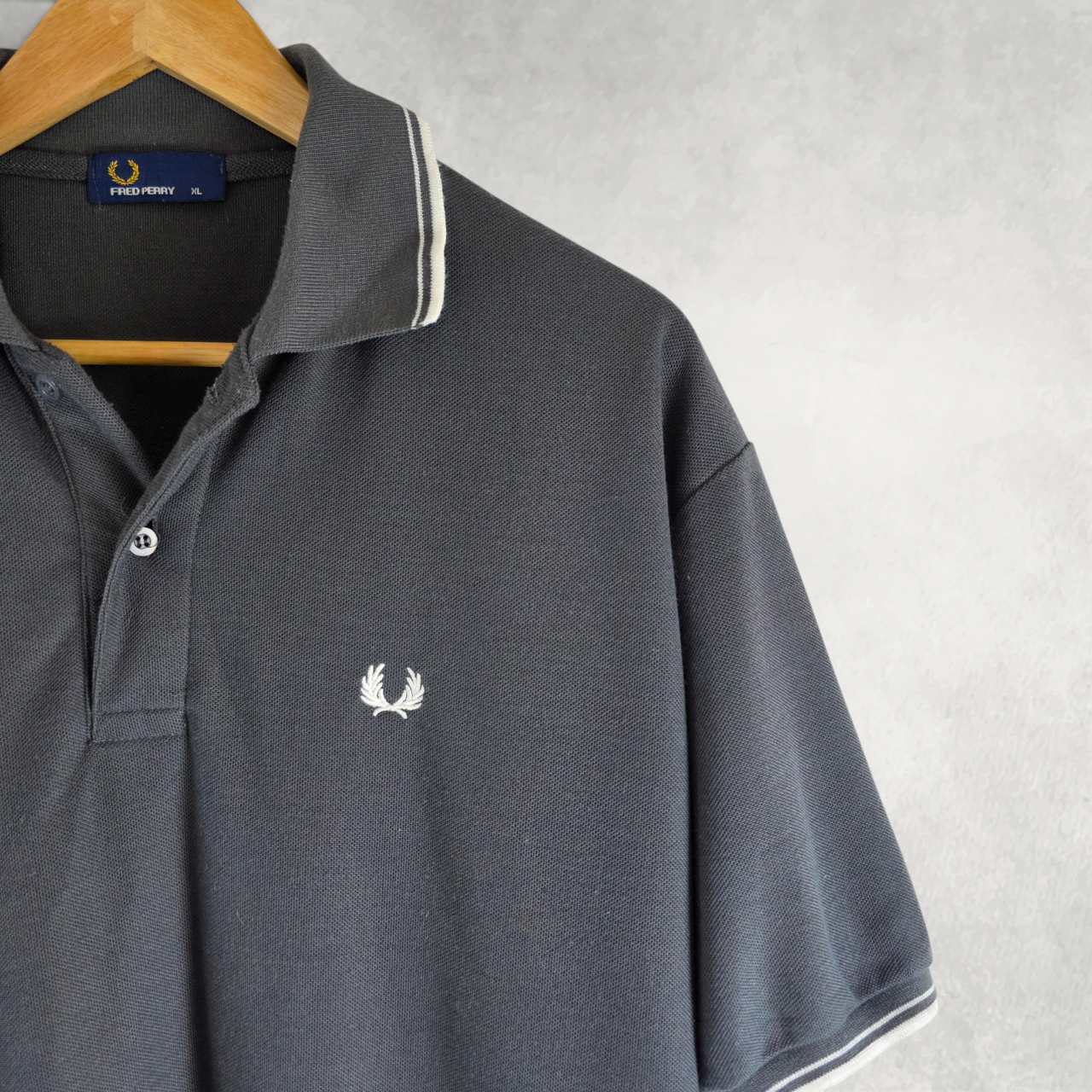 Fred Perry Twin Tipped Polo Shirt XL Grey Cotton Short Sleeve Mod Casual