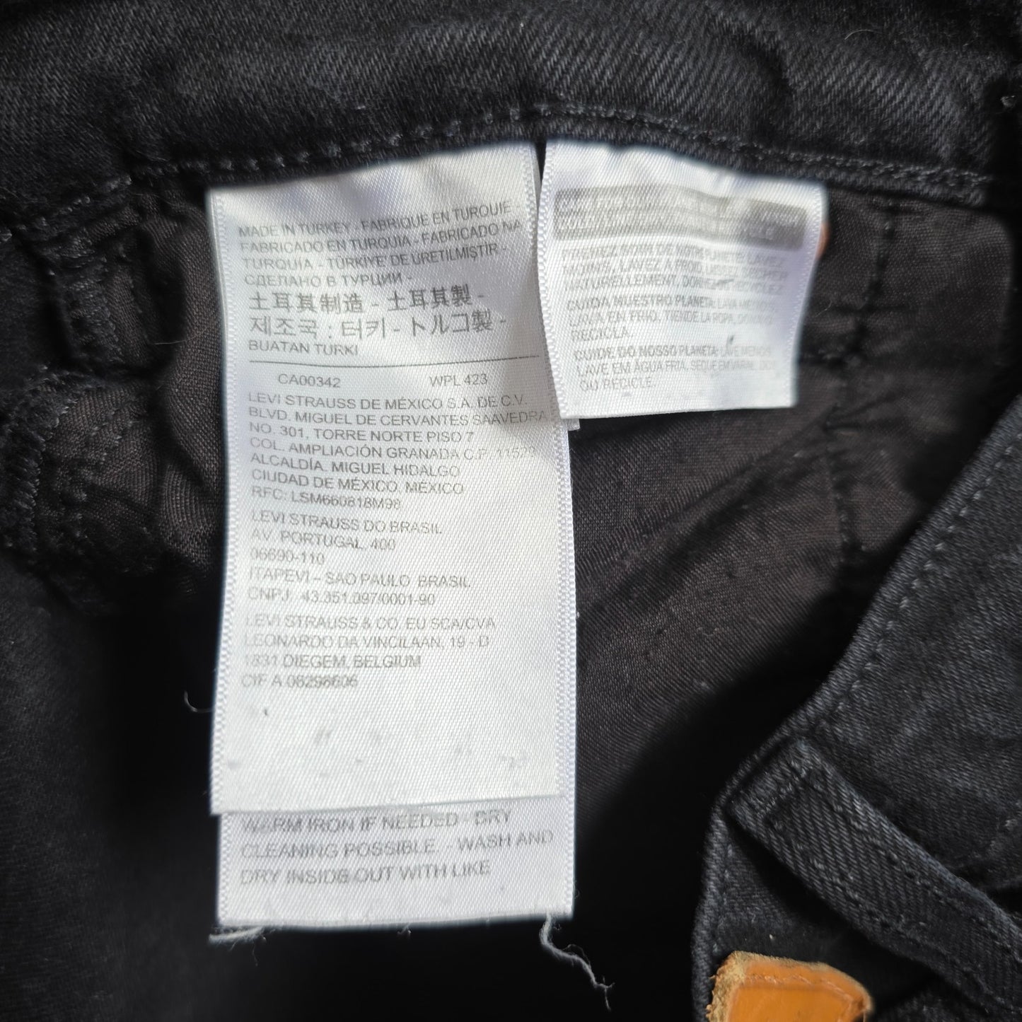 Levi's Ribcage Straight Jeans W27 L27 Black High Rise Women's Denim Trousers
