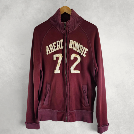 Abercrombie & Fitch Full Zip Sweatshirt Burgundy L Muscle Fit Y2K Vintage Style