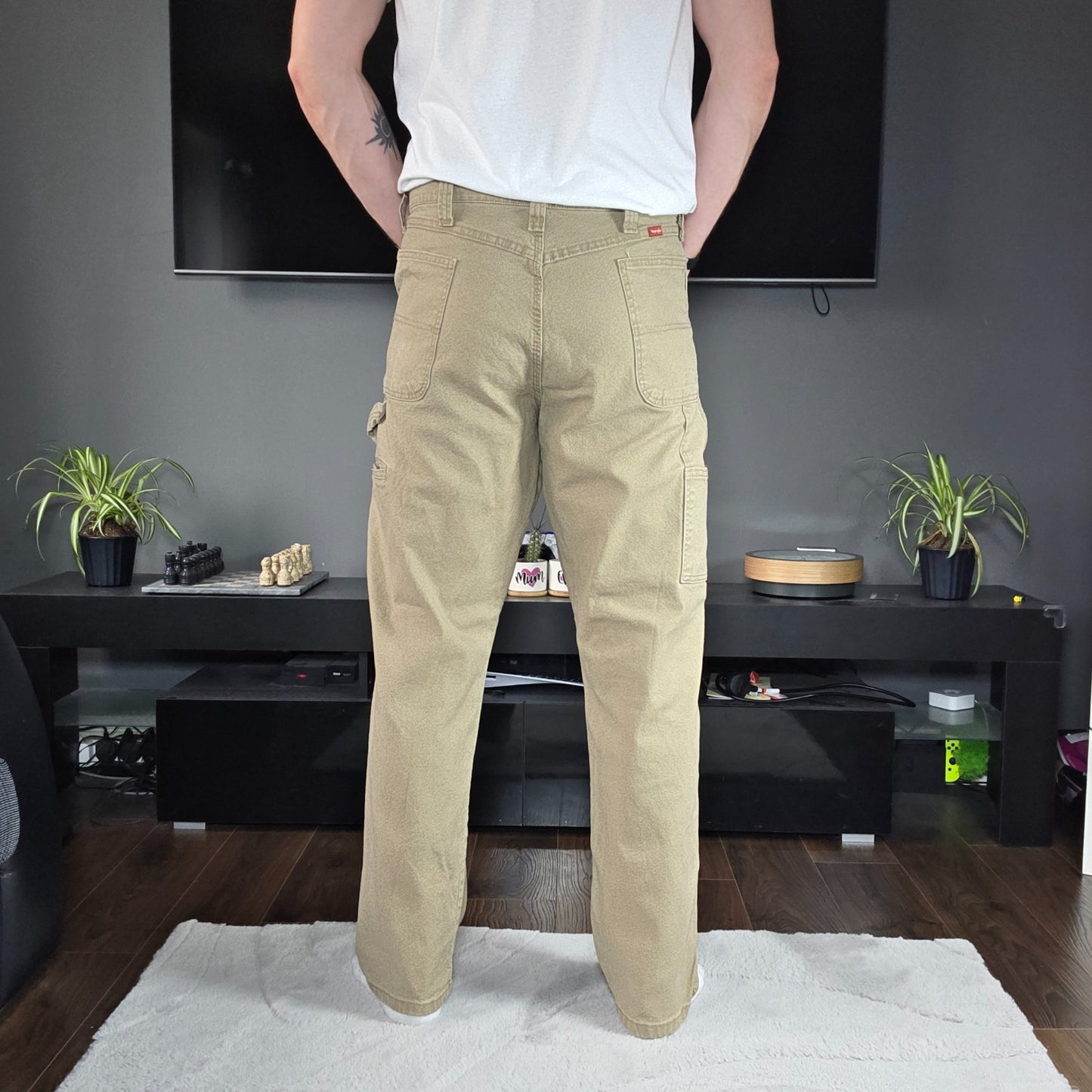 Wrangler Carpenter Trousers Beige Men’s W38 L32 Straight Leg Workwear Utility