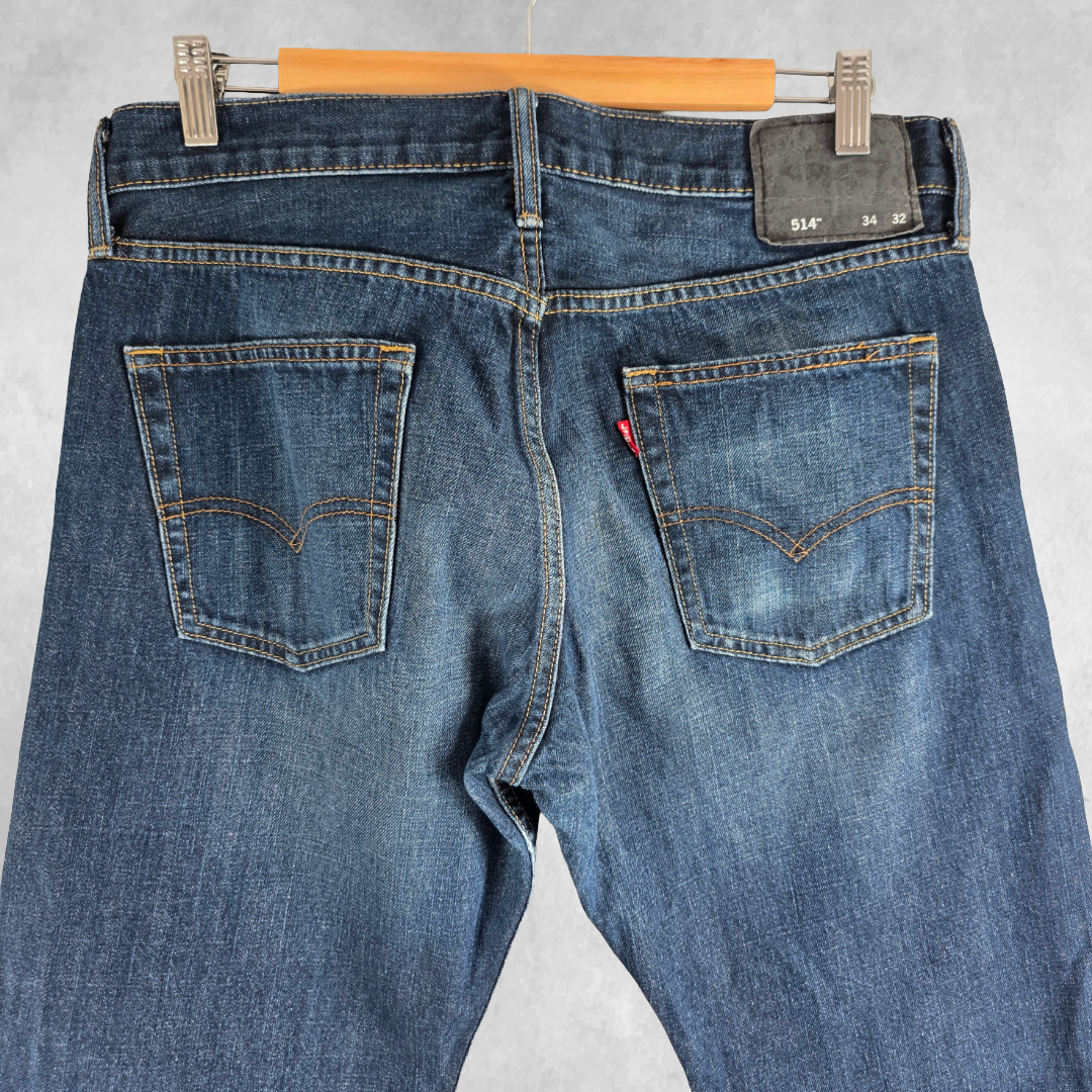 Levi’s 514 Straight Jeans Men’s W33 L31 Blue Clean Classic Denim Regular Fit