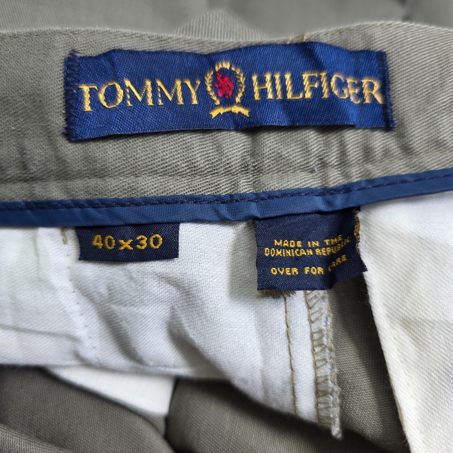 Vintage Tommy Hilfiger Pleated Chino Trousers W39 L29 Beige Preppy Old Money