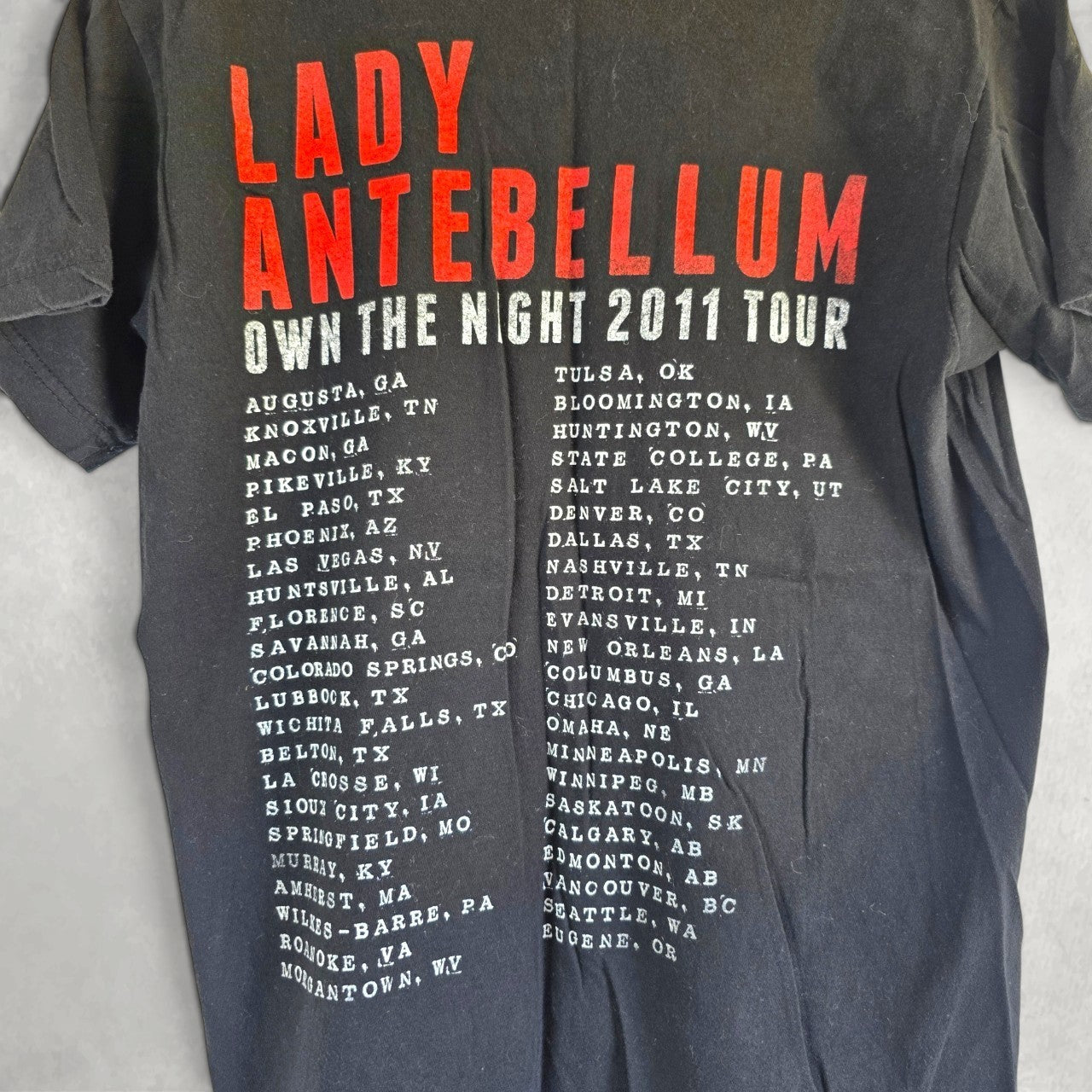 Lady Antebellum Own The Night 2011 Tour T Shirt Black Small Band Tee