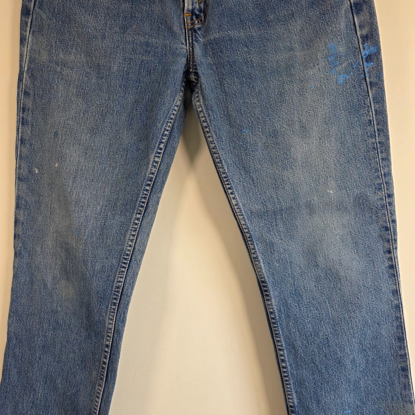 Levi’s 595 Jeans W30 L28 (Tagged W32 L34) Blue Straight Men’s Paint Marks