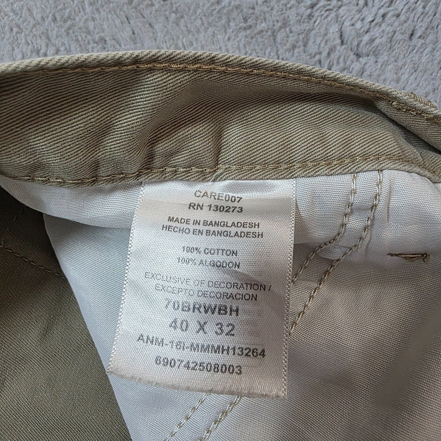 Wrangler Cargo Trousers Men’s Beige Straight Fit W40 L32 100% Cotton