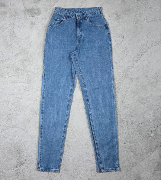 Vintage Lee Women’s Jeans W27 L34 Blue High Rise Slim Leg 90s Denim