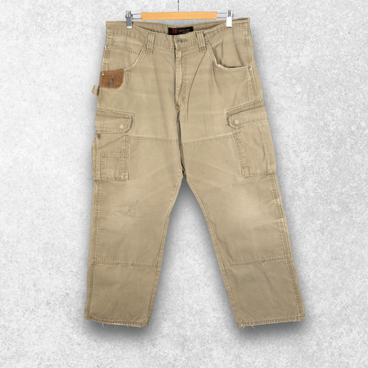 Wrangler Riggs Carpenter Trousers W36 L30 Relaxed Fit Beige Workwear Men’s