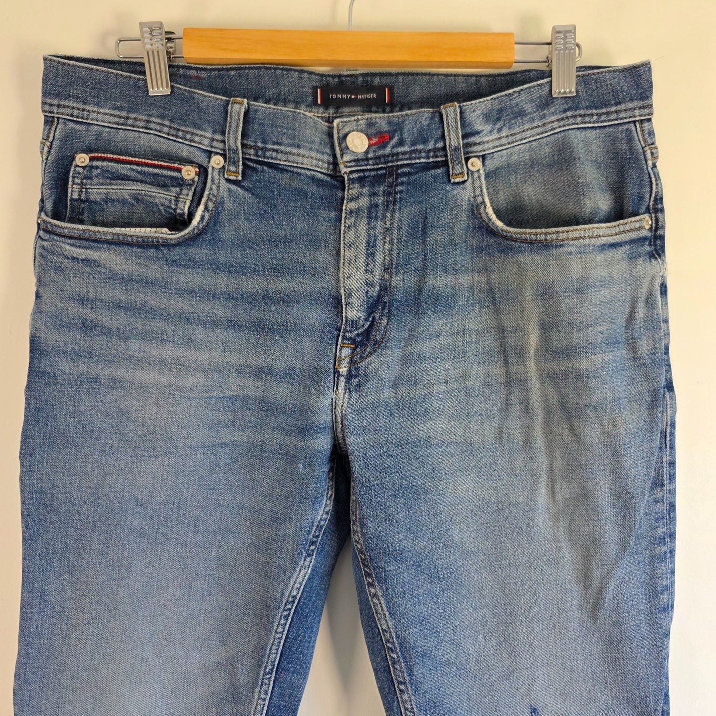 Tommy Hilfiger Denton Jeans W34 L32 Blue Straight Fit Stretch Men's Denim